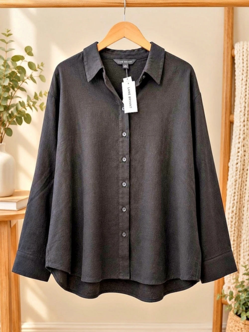 Lane Bryant Black Button Down Shirt Size 2X NWT